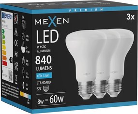 Mexen Nova 3x żarówka LED E27, R63, 8W, Zimna - 6500K, 840 lm - L104-E27-0865-01x03