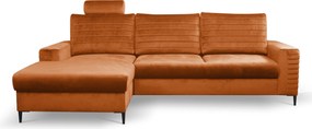 Masseno Narożnik GRIFO z funkcją spania i pojemnikiem na pościel Narozniki L, Rozkładana sofa - Brązowy, VELLUTO RUST 33