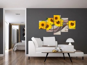 Obraz - Świecące kwiaty słonecznika (125x70 cm)