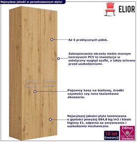 Szafka łazienkowa z koszem dąb artisan - Kemi 3X