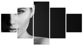 Obraz - Czarno - biały portret kobiety w kapeluszu (125x70 cm)