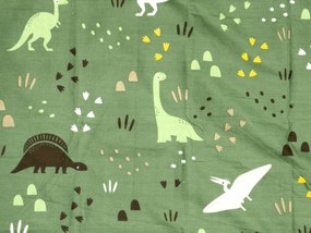 PrzytulneMieszkanie.pl PrzytulneMieszkanie.pl Bawełniana pościel do łóżeczka DINO STEPS ciemnozielona Rozmiar pościeli: 45 x 65 cm | 90 x 135 cm