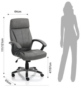 Ciemnoszare krzesło biurowe z imitacji skóry Rye – Tomasucci