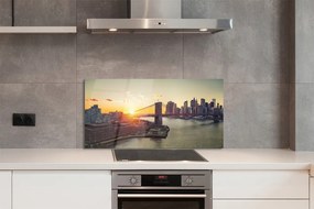 Panel szklany do Kuchni Wschód Słońca nad Mostem Rzecznym