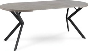 Stół Okrągły Rozkładany DORIAN 80-160 cm Beton/Czarny Nowoczesny Loft