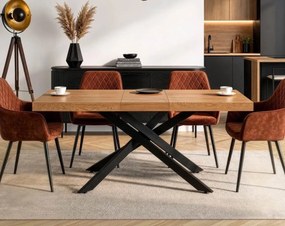Industrialny stół rozkładany Hampton 160-240 cm, kolor dąb złoty/czarny