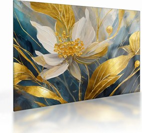 Obraz na szkle - Malowanie złotych kwiatów (70x50 cm)