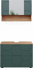 Zestaw mebli łazienkowych zielony/złoty dąb 80x41x58.6 irma