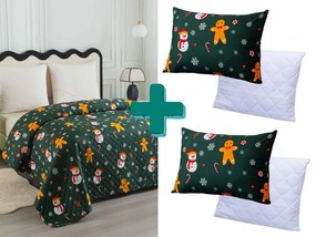 Zestaw prezentowy do sypialni SNOWMAN AND GINGERBREAD, zielony