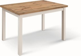 Stół drewniany z efektem dębu, białe nogi, 110x70cm-190x70cm przedłużenie - POSITANO