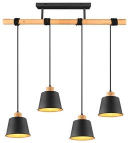 Czarno-naturalna lampa wisząca z metalowym kloszem ø 18 cm Harris – Trio