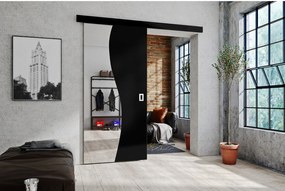 Emporius drzwi przesuwne 90 cm Kaja - drzwi naścienne z lustrem do salonu, garderoby - Czarny