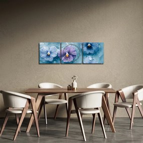 Obraz - Fiołki w wodzie (z zegarem) (90x30 cm)