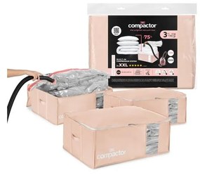 Plastikowe pojemniki próżniowe do przechowywania ubrań zestaw 3 szt. 65x45x27 cm Pink Edition – Compactor