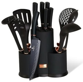 Berlinger Haus 12-częściowy zestaw przyborówkuchennych w stojaku Black Rose Collection