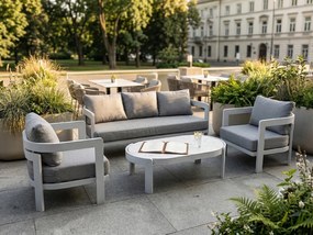 Zestaw mebli ogrodowych biały, trwały, nowoczesny