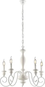 Żyrandol Cascina z drewna i lakierowanego na biało żelaza, shabby 5 świateł 115 Ø60 BL265-5-BCO