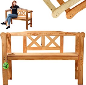 KADAX Ławka ogrodowa Coca tik z oparciem "X" 119 x 76 cm