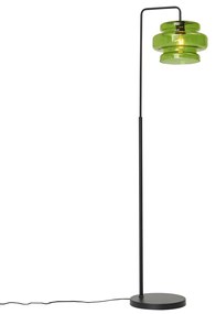 Lampa podłogowa w stylu retro czarna z zielonym szkłem - Denise