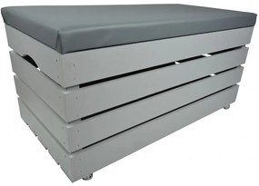Pufa kufer skrzynia z kółkami drewniana sosnowa siedzisko 80cm malowana szara