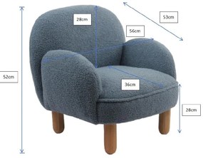 Niebieski fotel dziecięcy z materiału bouclé Rocky – Vipack