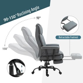 Krzesło biurowe Vinsetto fotel biurowy krzesło komputerowe z regulacją wysokości i podnóżkiem 360° PU 68x80x120–126cm | Aosom PL