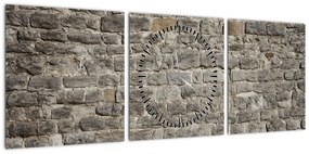 Obraz ściany z cegły (z zegarem) (90x30 cm)