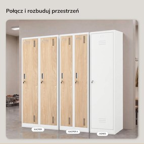 Szafa BHP wąska 60x50x180 cm Eco Design Kacper 2, biały/dąb sonoma