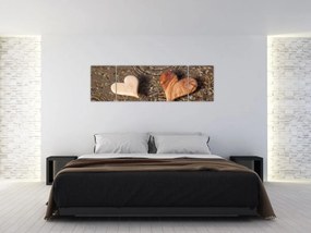 Obraz - Drewniane serca (170x50 cm)