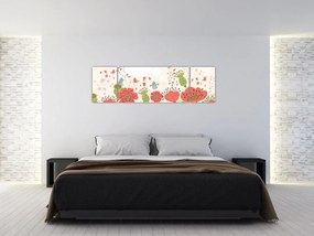 Obraz - Ptaszki na kwitnącej łące (170x50 cm)