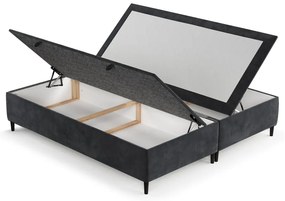 Antracytowe tapicerowane łóżko dwuosobowe ze schowkiem 160x200 cm Tate – Maison de Rêve