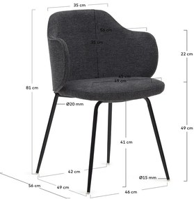 Ciemnoszare krzesła zestaw 2 szt. Yunia – Kave Home