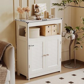 Komoda szafka z półką – 2 drzwi – styl skandynawski / loft – biała