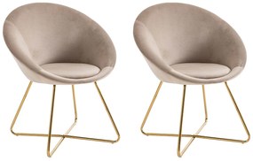 Zestaw 2 krzeseł z weluru i złotego metalu - Beżowy - BURBAN