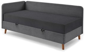 Ciemnoszare tapicerowane łóżko ze schowkiem 90x200 cm Cabana – Meise Möbel