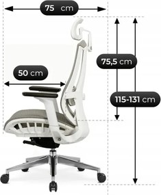 Fotel Biurowy Ergonomiczny Obrotowy SKY Beżowy Nowoczesny