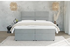 Jasnoszare łóżko boxspring ze schowkiem 200x200 cm Rico – Ropez