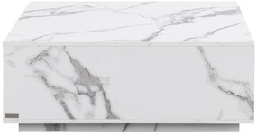 Stolik kawowy z 2 szufladami z MDF - Efekt białego marmuru - ANTRIM marki Pascal Morabito