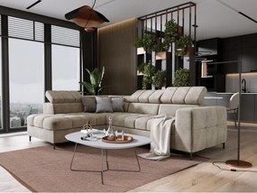 Narożnik PABLOS układ L strona Lewa w tkaninie CLOUD 03 regulowane zagłówki z funkcją spania