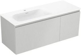 Mexen Rivel szafka łazienkowa 120 cm z umywalką Vela lewą, 1S, 1D, ryflowana, szara mat/biała mat - 91A23-12047-3-BBFF62-W23L01