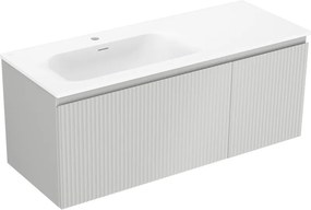 Mexen Rivel szafka łazienkowa 120 cm z umywalką Vela lewą, 1S, 1D, ryflowana, szara mat/biała mat - 91A23-12047-3-BBFF62-W23L01