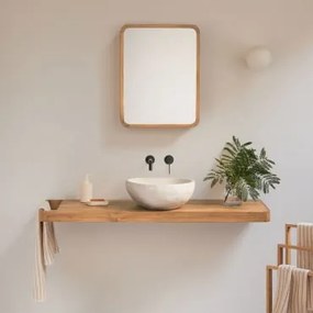 Zestaw Mebli Łazienkowych 130x45 Cm Wiszący Z Drewna Tekowego Neill Drewno Tekowe & Nieregularna - Sklum