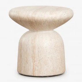 Zestaw 2 Okrągłych Stolików Nocnych Ø40 Cm Z Cementu Zanira Look Travertino - Sklum