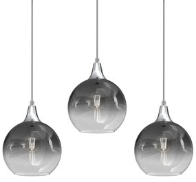 Lampa wisząca MONTE SILVER 3xE27, potrójna, na listwie 3 kule, dymione szkło