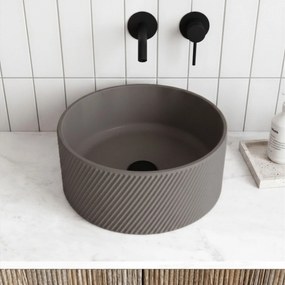 Massi Umywalka betonowa nablatowa okrągła bez otworu na baterię 37 cm VIJA | różne kolory : Kolor - Brązowy