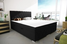 Łóżko kontynentalne AVELA 140x200 czarne velvet z pojemnikiem LAVERTO
