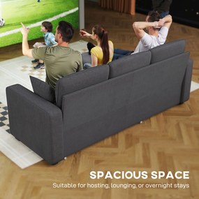 HOMCOM Regulowana sofa rozkładana w kształcie L, narożna sofa dla gości z funkcją łóżka, schowkiem, poduszkami, do salonu, pokoju gościnnego, szara