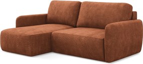 Narożnik lewostronny z funkcją spania - z tkaniny szenilowej - terakota - LILO