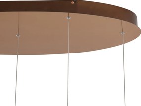Designerska lampa wisząca Fiera, różowe złoto z bursztynowym szkłem, z LED, 3-stopniowe ściemnianie, 5-punktowa, Easylift