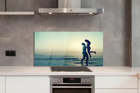 Panel szklany do Kuchni Ludzie nad Brzegiem Morza